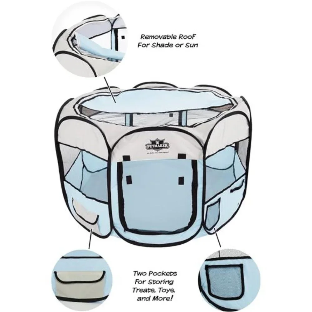 Pop-Up Pet Playpen - 38-Inch Indoor and Outdoor Dog Kennel with Carrying Bag